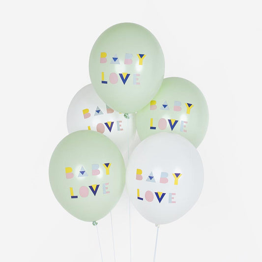 Ballons de baudruche baby love pour deco baby shower et gender reveal