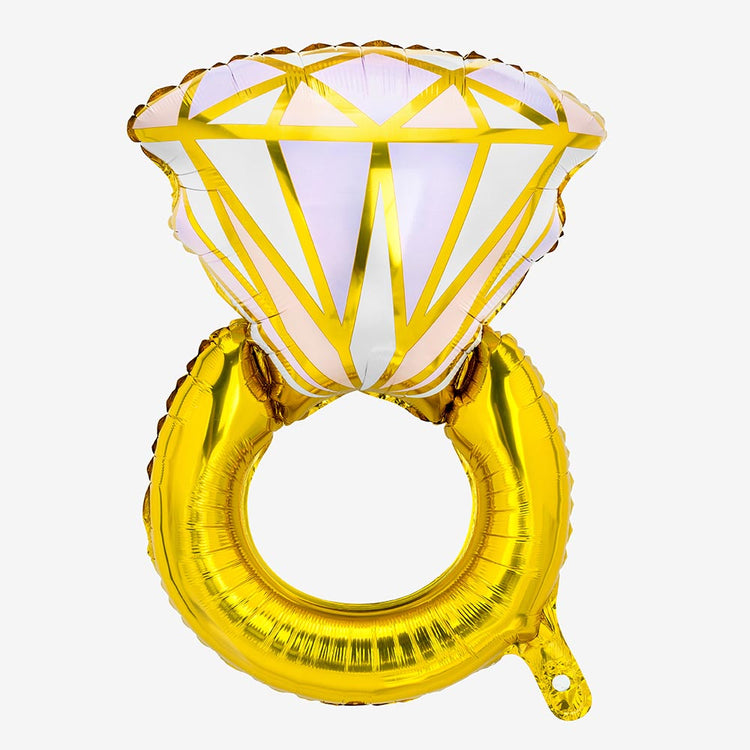 Ballon bague de fiançaille dorée : deco evjf, mariage