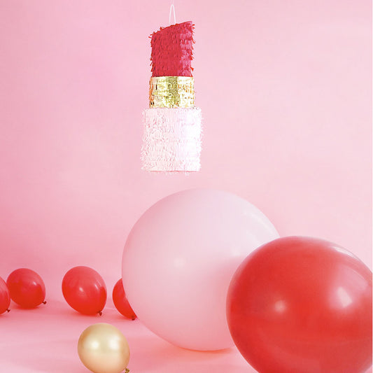 Decoration pyjama party, deco evjf : ballons géants roses et rouges et pinata rouge à levre