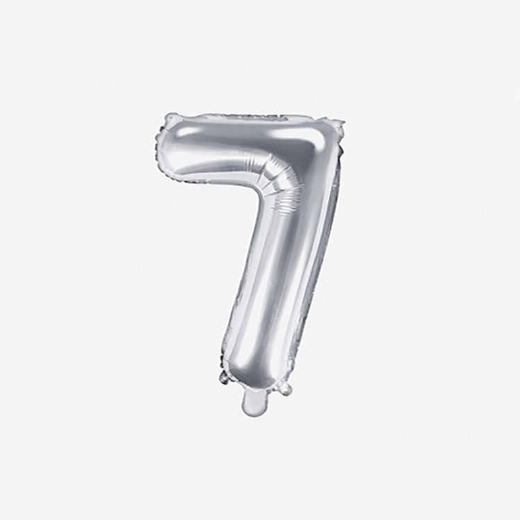 Décoration anniversaire : petit ballon chiffre argent 7