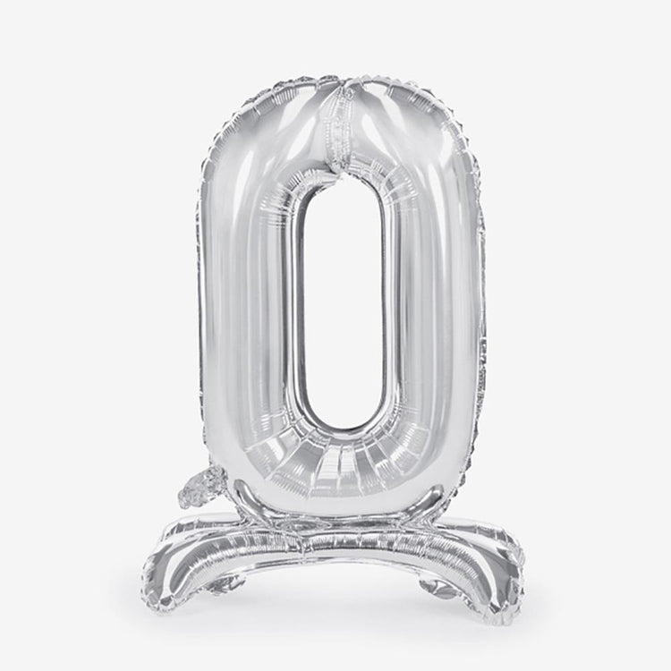 Ballon géant chiffre 0 à poser argenté pour decoration anniversaire