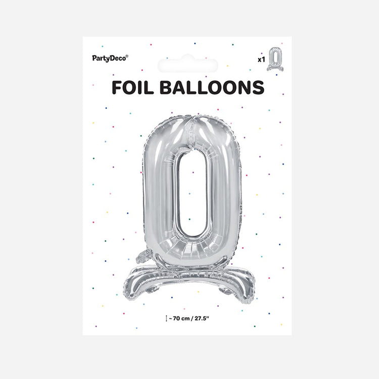 Packaging ballon helium chiffre argentés à poser 0 à 9