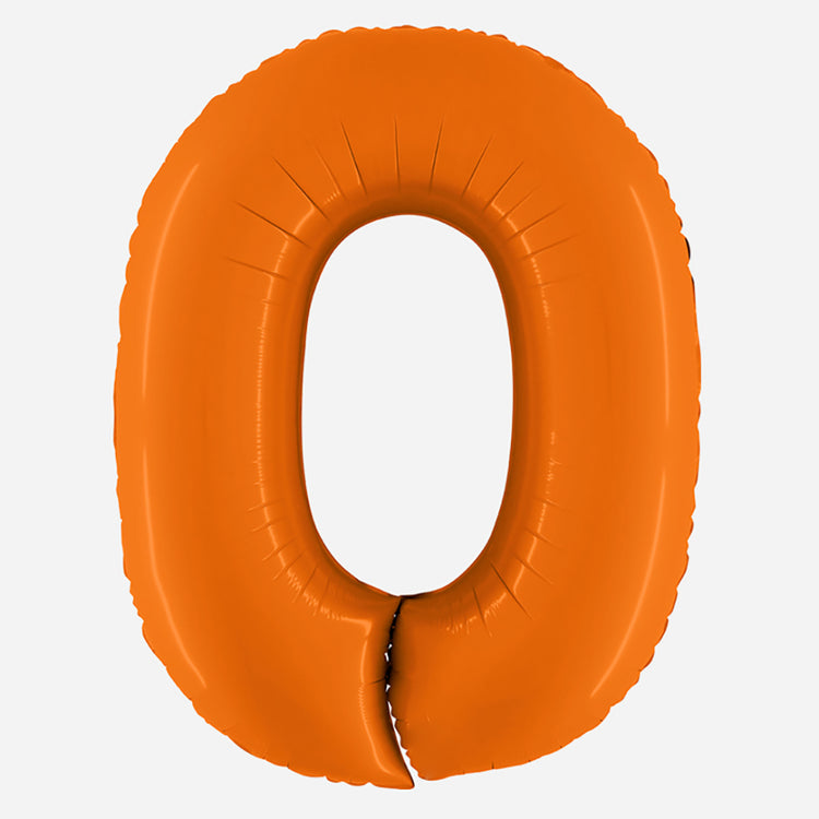 Ballon hélium chiffre 0 orange - anniversaire enfant et adulte