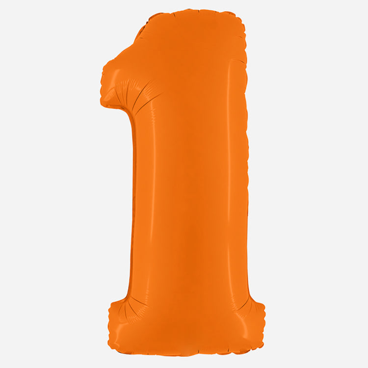DĂ©co de fĂȘte : ballon chiffre 1 orange - anniversaire enfant et adulte