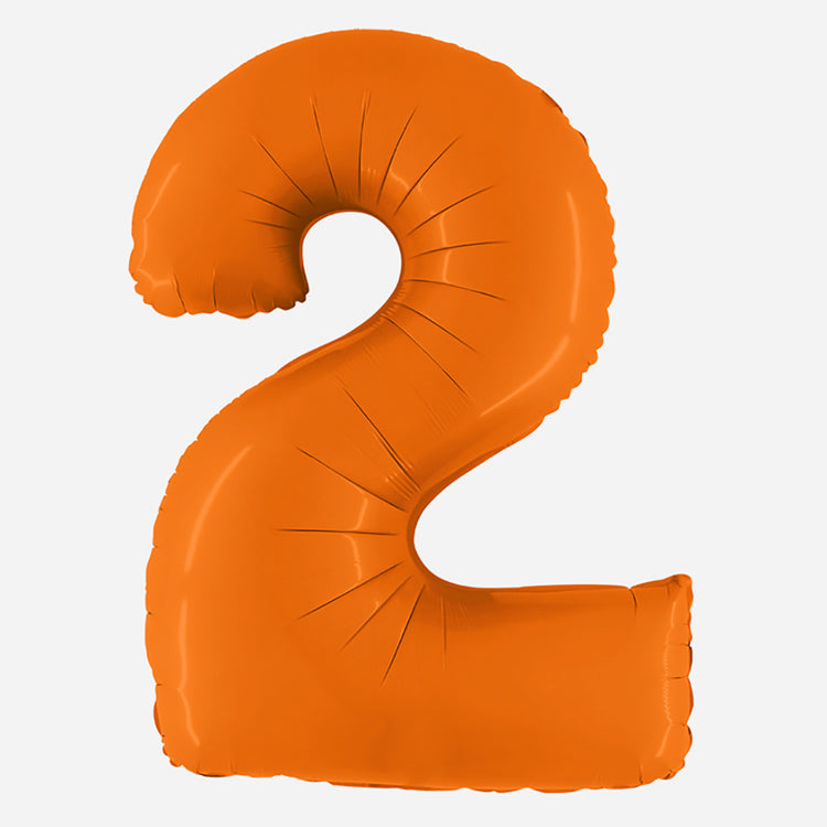 DĂ©co de fĂȘte : ballon chiffre 2 orange - anniversaire enfant et adulte