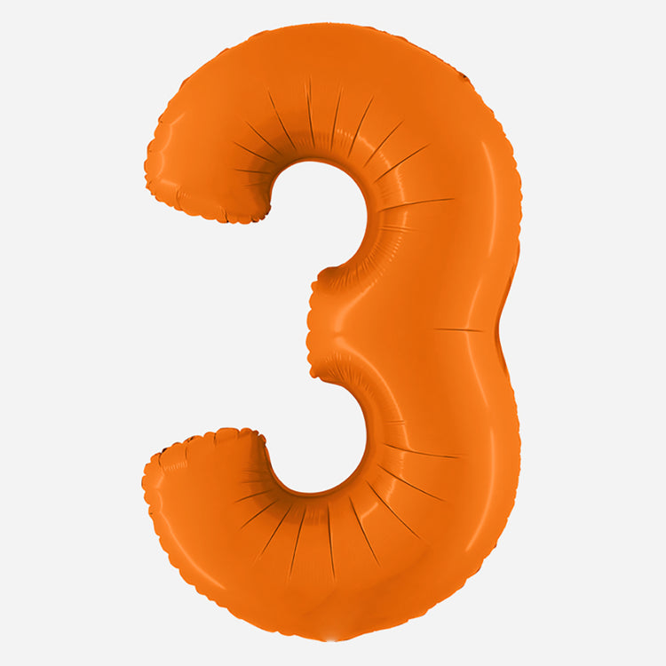 DĂ©co de fĂȘte : ballon chiffre 3 orange - anniversaire enfant et adulte