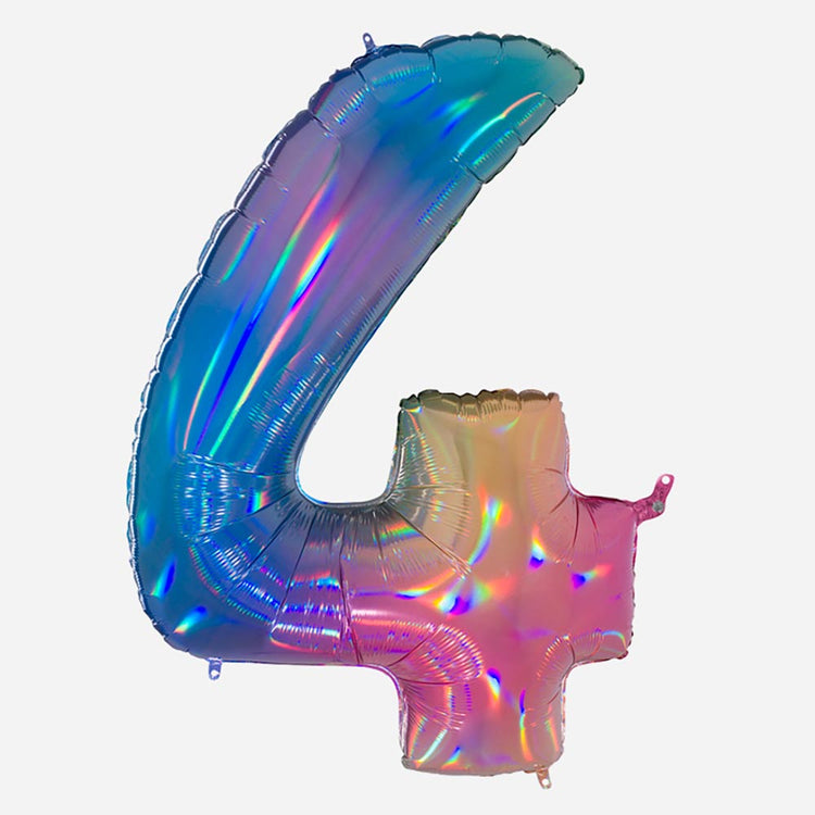 Decoration anniversaire : ballon chiffre 4 géant arc en ciel
