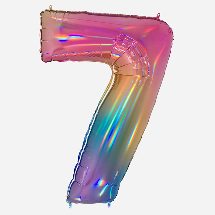 Decoration anniversaire : ballon chiffre 7 géant arc en ciel