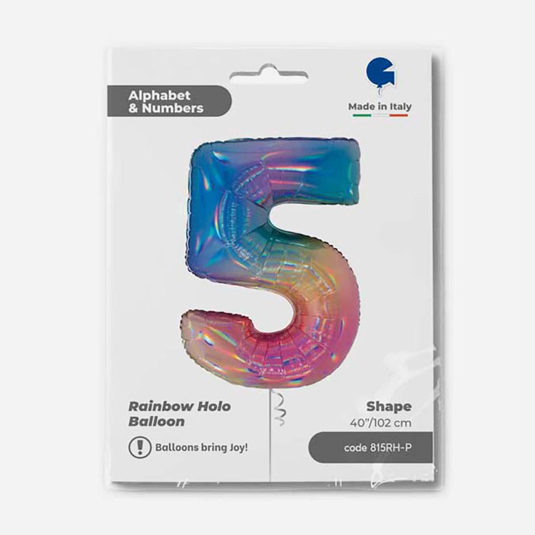 Decoration anniversaire : ballon chiffre arc en ciel Grabo Balloons