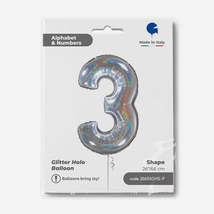 Decoration anniversaire : ballon chiffre holographique Grabo Balloons