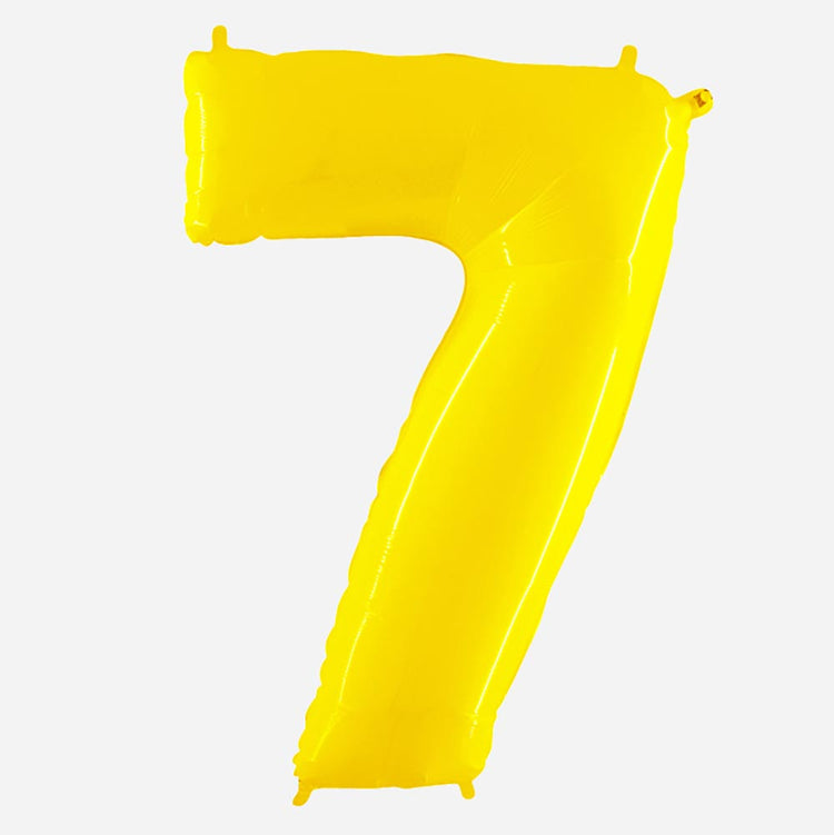 Decoration anniversaire : ballon chiffre 7 géant de couleur jaune