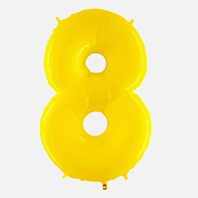 Decoration anniversaire : ballon chiffre 8 géant de couleur jaune