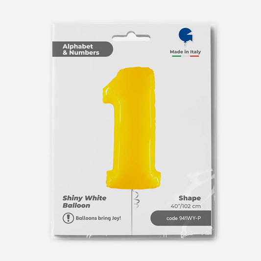 Decoration anniversaire : ballon chiffre jaune géant Grabo Balloons