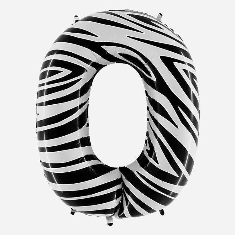 Decoration anniversaire : ballon chiffre 0 géant zèbre Grabo Balloons