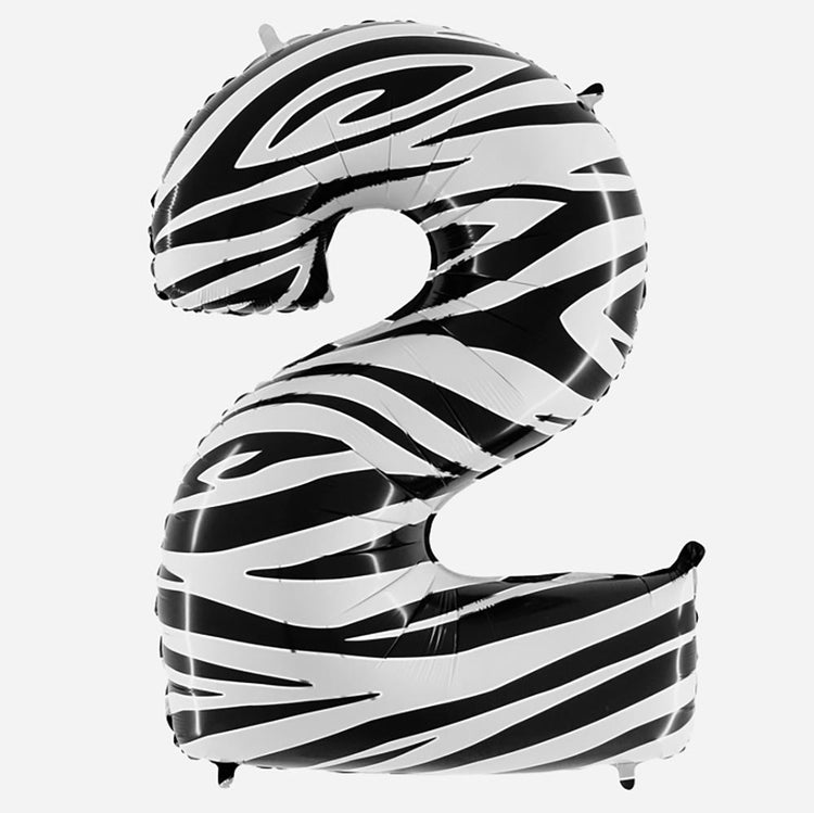 Decoration anniversaire : ballon chiffre 2 géant zèbre Grabo Balloons