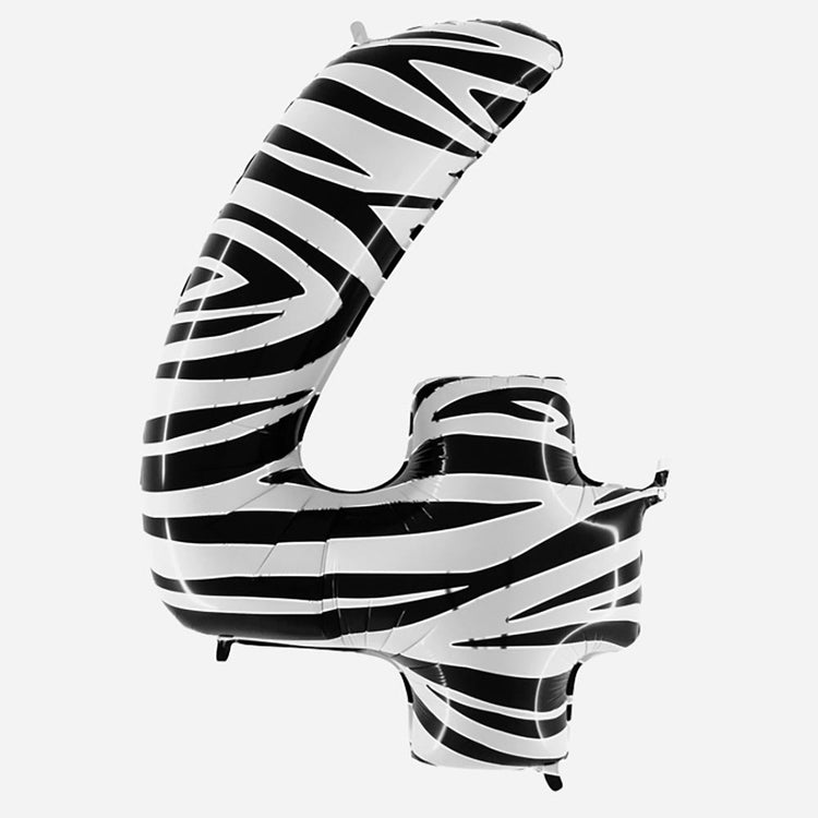 Decoration anniversaire : ballon chiffre 4 géant zèbre Grabo Balloons