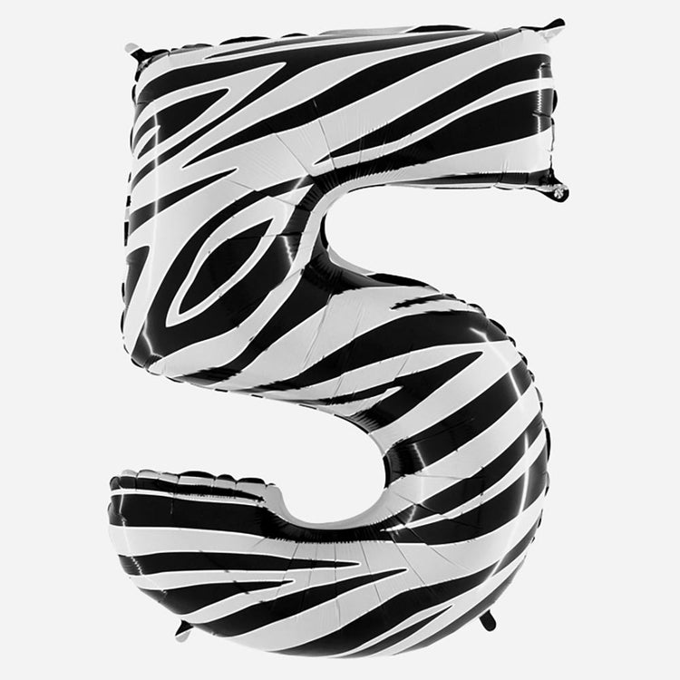 Decoration anniversaire : ballon chiffre 5 géant zèbre Grabo Balloons