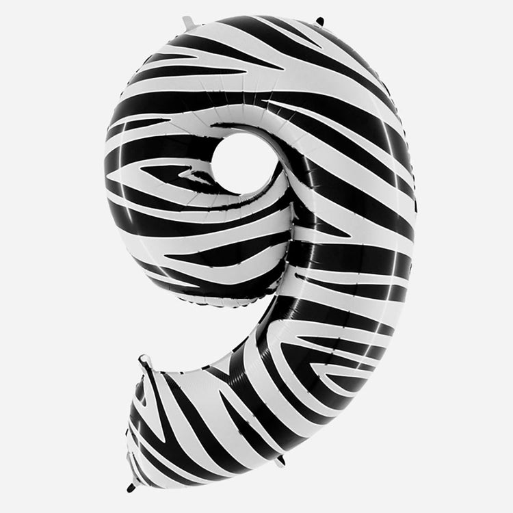 Decoration anniversaire : ballon chiffre 9 géant zèbre Grabo Balloons
