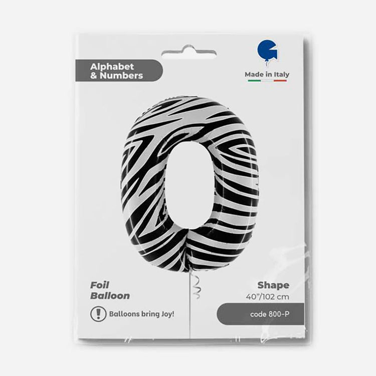 Decoration anniversaire : ballon chiffre géant zèbre Grabo Balloons