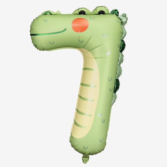 Ballon chiffre 7 forme crocodile pour décoration anniversaire 7 ans