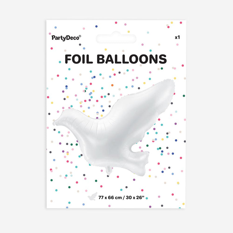 Packaging ballon colombe blanche pour deco de bapteme
