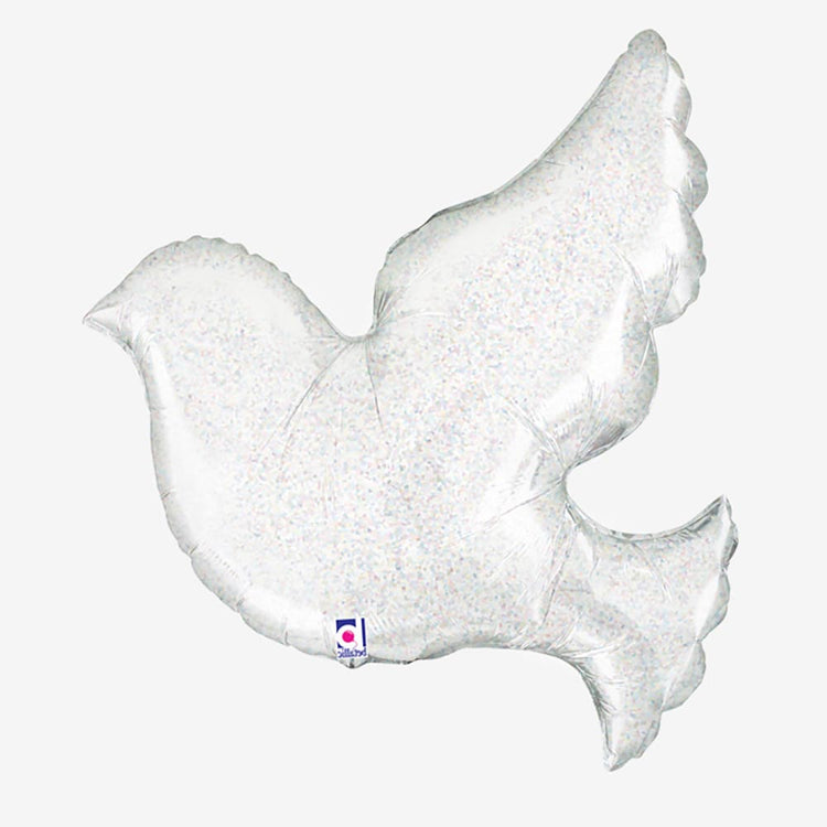 Decoration baptême fille, baptême garçon : ballon colombe iridescente