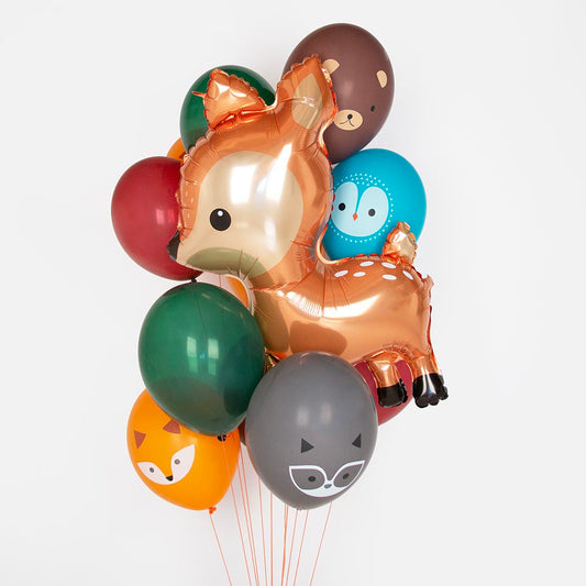 Grappe de ballons animaux de la foret pour anniversaire enfant 