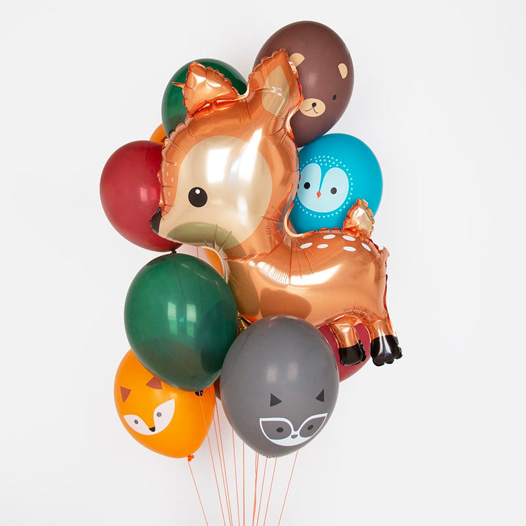 Grappe de ballons animaux de la foret pour anniversaire enfant 