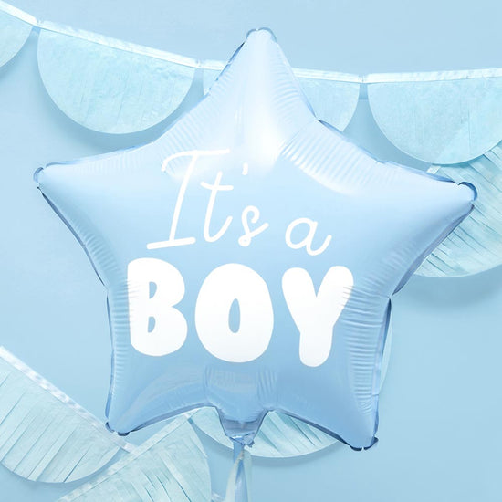 Révélation de sexe garçon avec ballon étoile bleue it's a boy