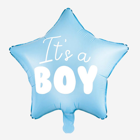 Ballon étoile bleue it's a boy : decoration gender reveal garçon
