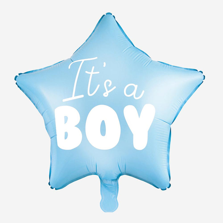 Ballon étoile bleue it's a boy : decoration gender reveal garçon