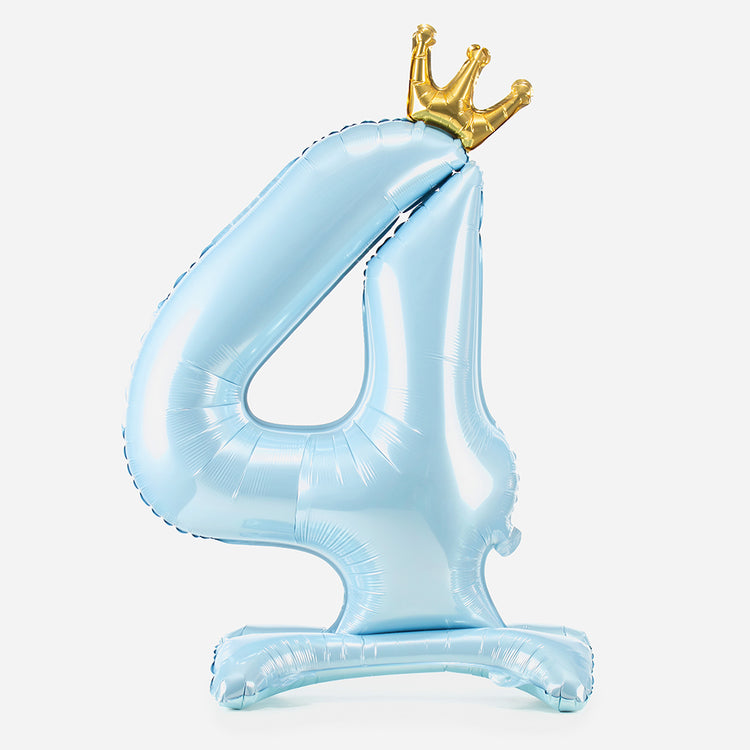 Anniversaire garcon : ballon helium bleu avec le chiffre 4