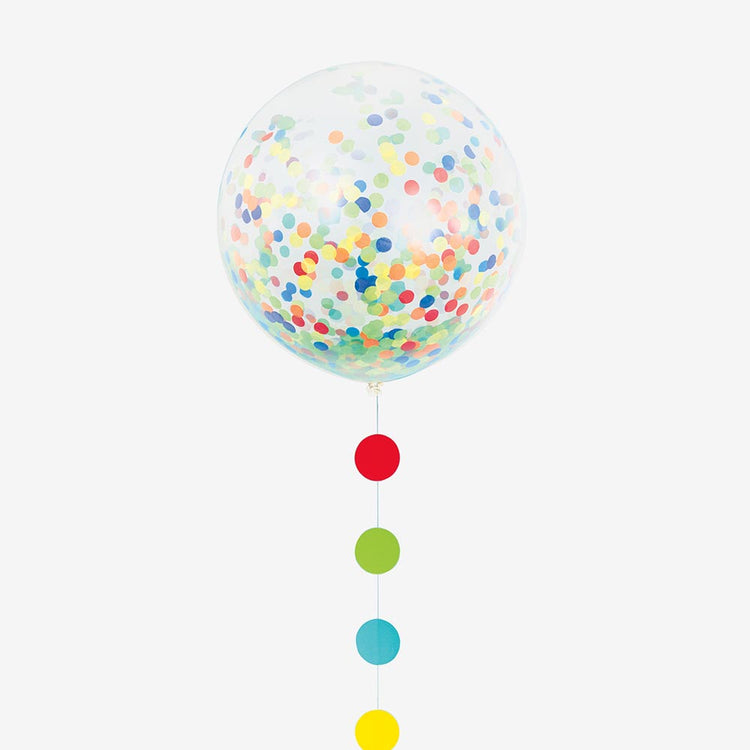 Ballon géant confettis multicolore : décoration anniversaire enfant