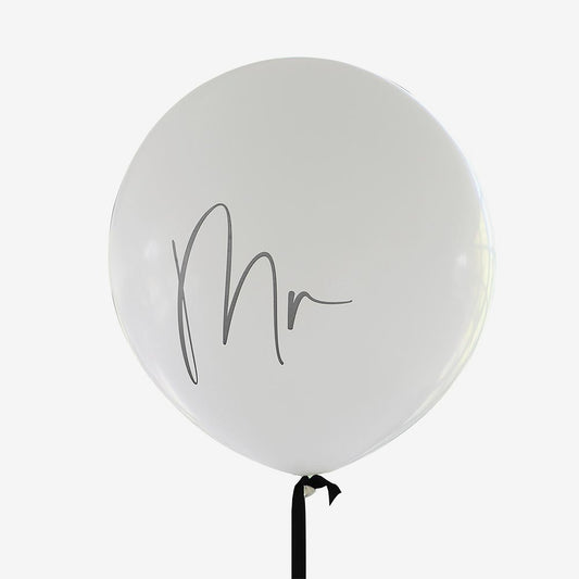 Ballon de baudruche geant Mr avec ruban noir pour decoration mariage