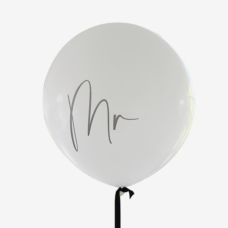Ballon de baudruche geant Mr avec ruban noir pour decoration mariage