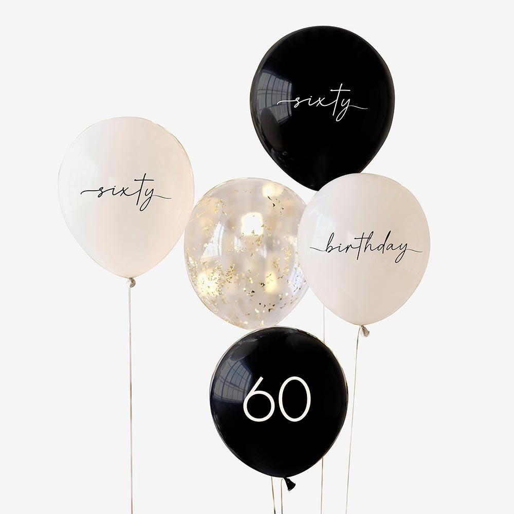 5 ballons de baudruche pour une décoration anniversaire 60 ans