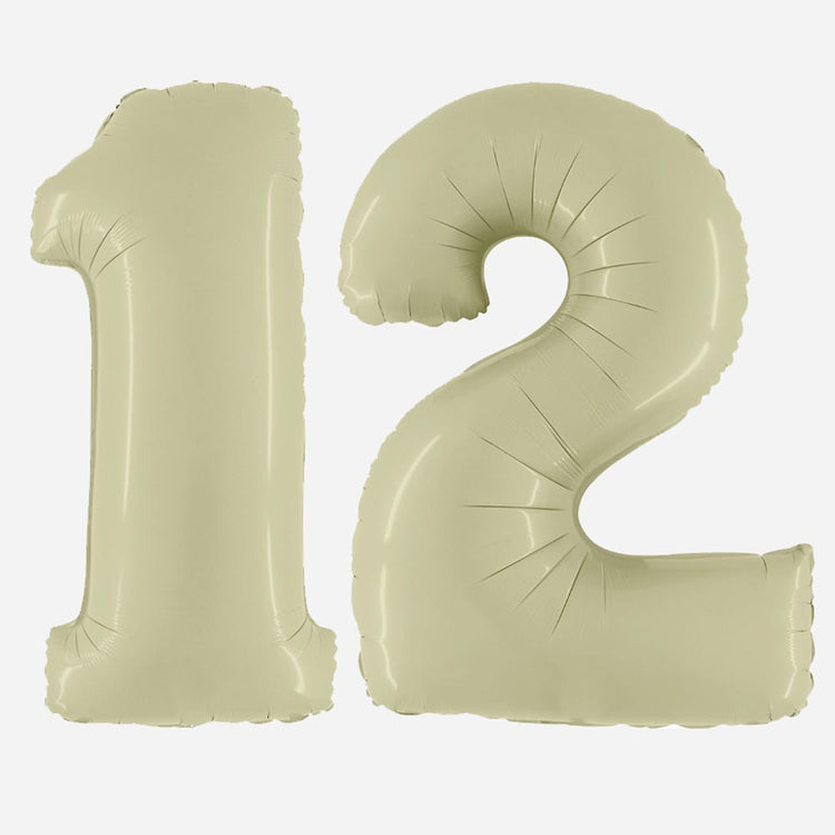 Ballons chiffre géant vert olive pour decoration anniversaire adulte