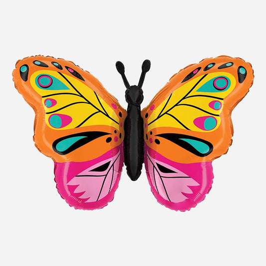 Ballon mylar papillon multicolore pour decoration anniversaire fleurs