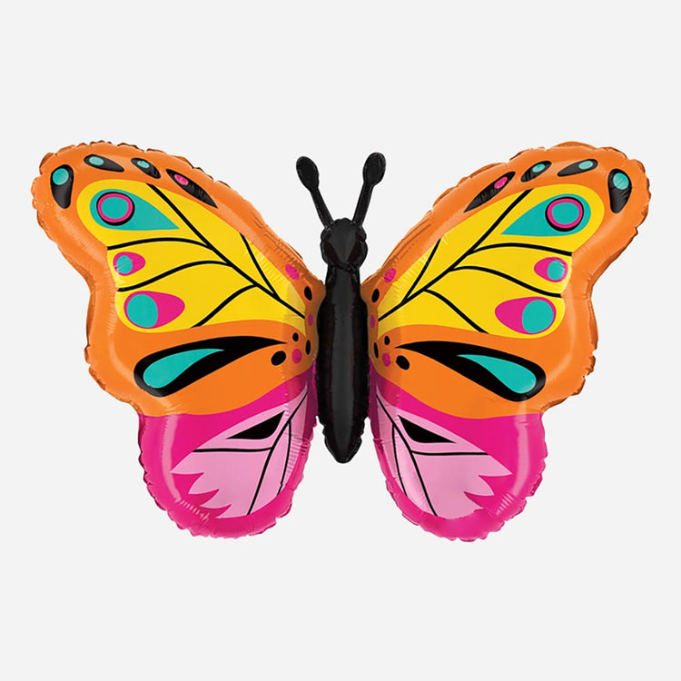 Ballon mylar papillon multicolore pour decoration anniversaire fleurs