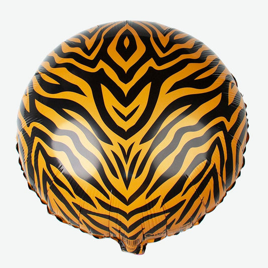 Ballon mylar rond motif tigré pour decoration anniversaire safari
