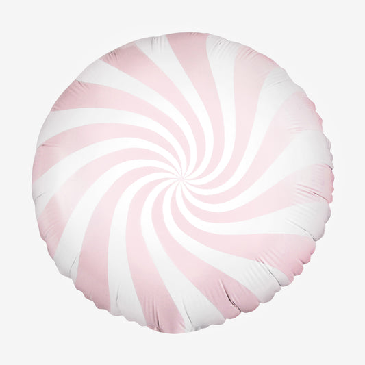 Ballon hélium spirale bonbon rose pour décoration de baby shower fille.
