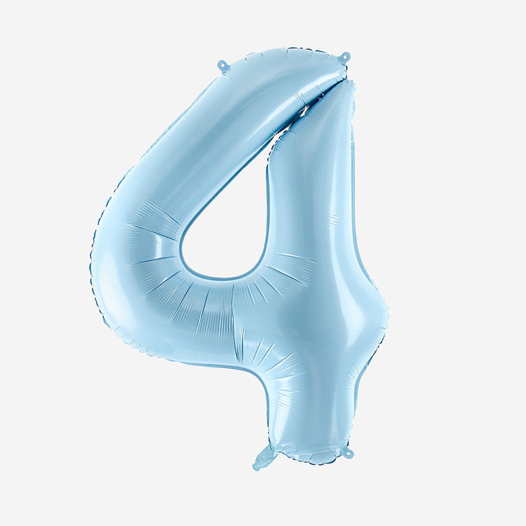 Décoration anniversaire : ballon chiffre bleu pastel géant 4