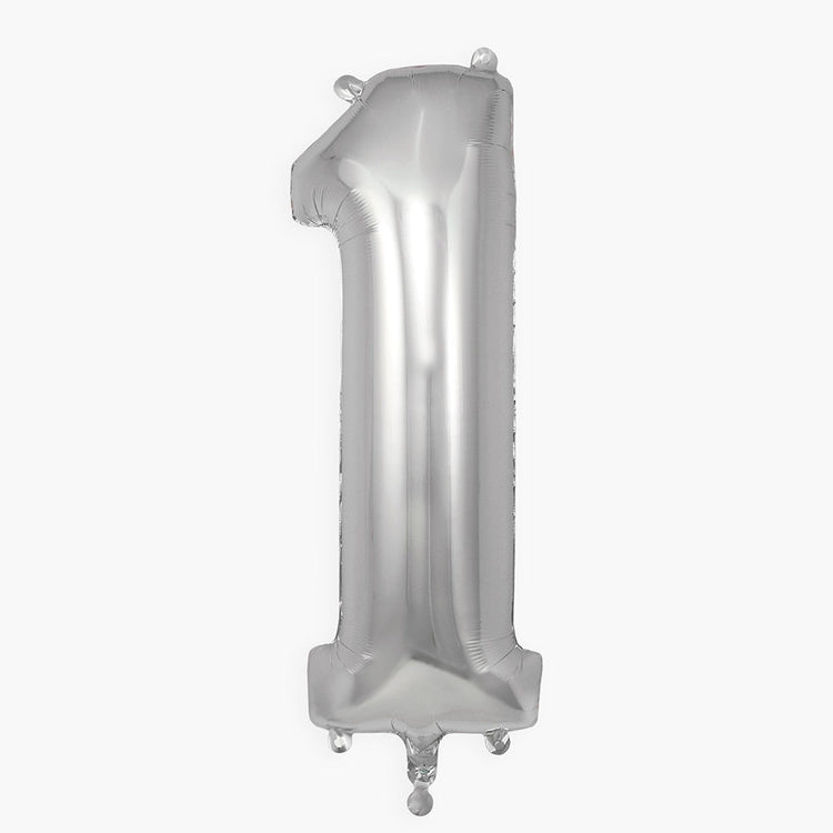 Ballon hélium géant chiffre 1 ballon argenté pour décoration fête anniversaire