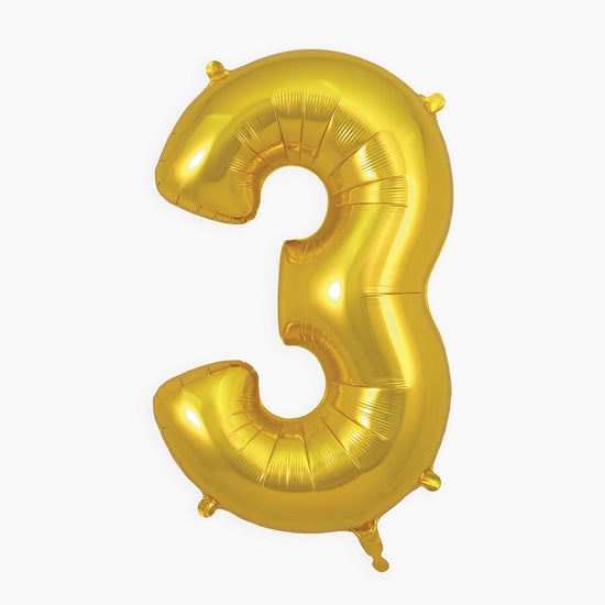 Ballon hélium géant chiffre 3 ballon doré pour décoration fête anniversaire