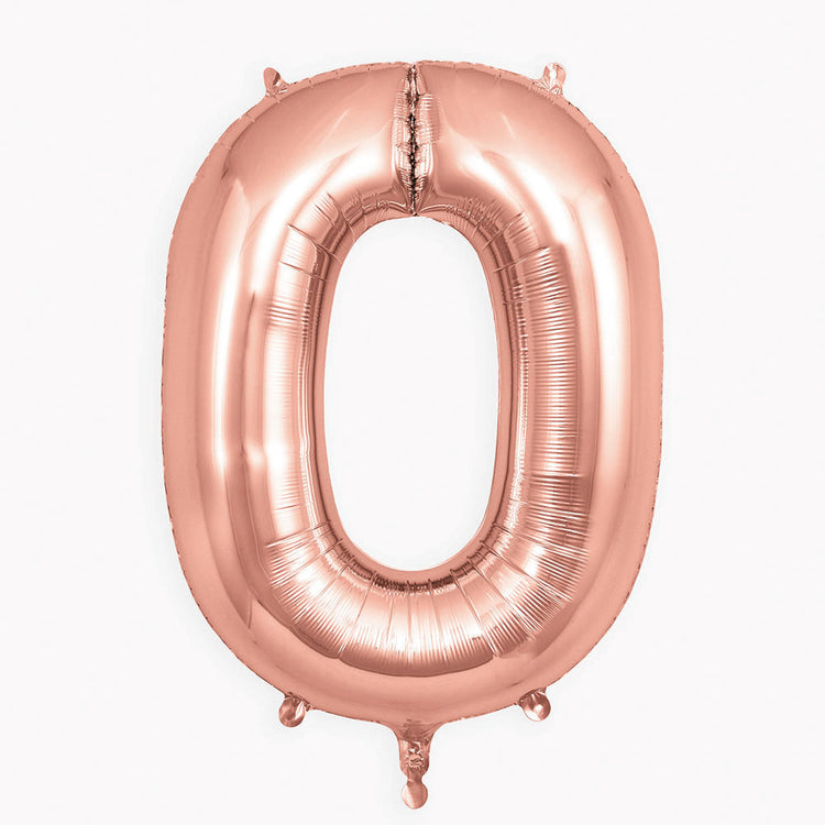 Ballon héluim géant chiffre 0 rose gold pour décoration fête anniversaire