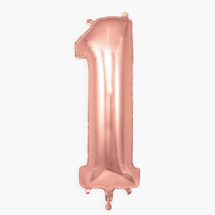 Ballon héluim géant chiffre 1 rose gold pour décoration fête anniversaire