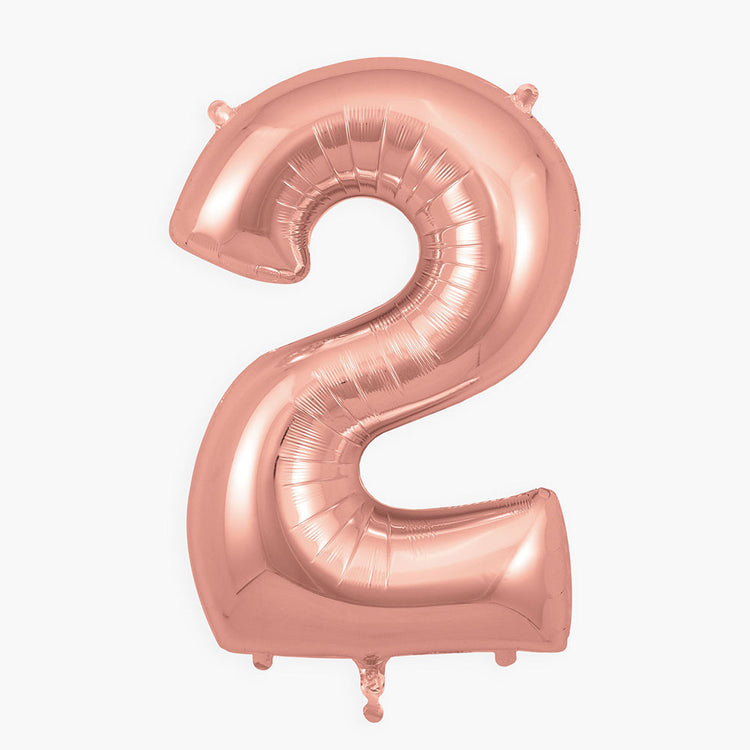 Ballon héluim géant chiffre 2 rose gold pour décoration fête anniversaire