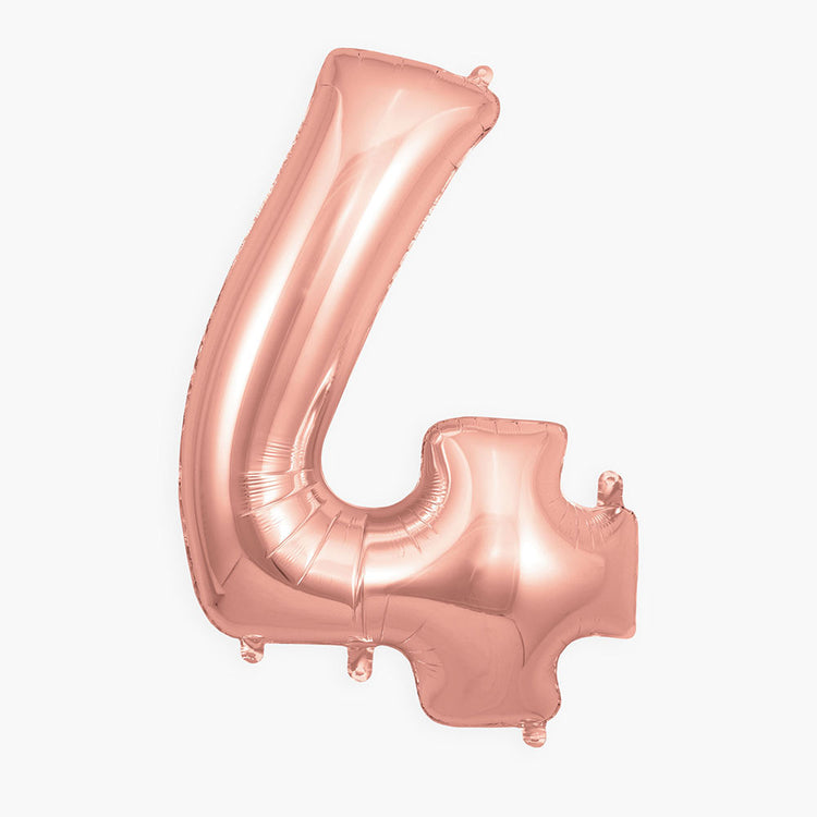 Ballon héluim géant chiffre 4 rose gold pour décoration fête anniversaire