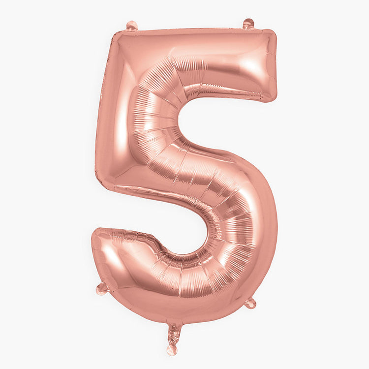 Ballon héluim géant chiffre 5 rose gold pour décoration fête anniversaire