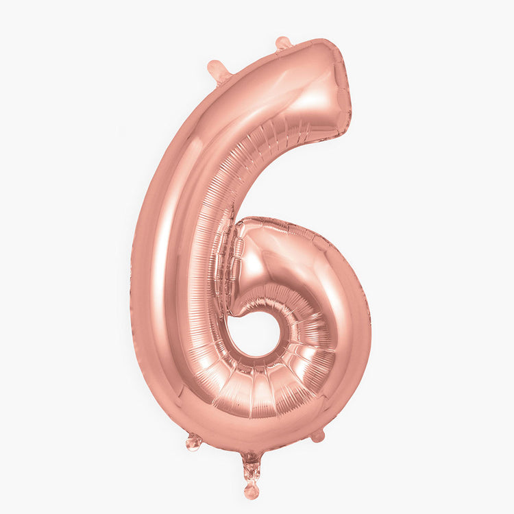 Ballon héluim géant chiffre 6 rose gold pour décoration fête anniversaire